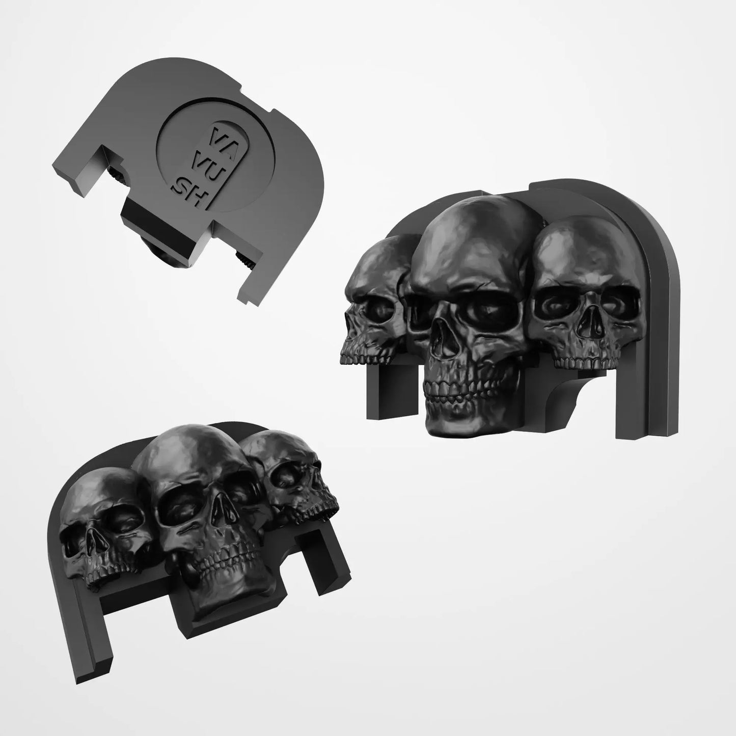 Placa traseira Glock | Três Crânios - Gen 1 a 4 / Preto