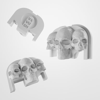 Glock Back Plate | Three Skulls - Gen 1 to 4 / White