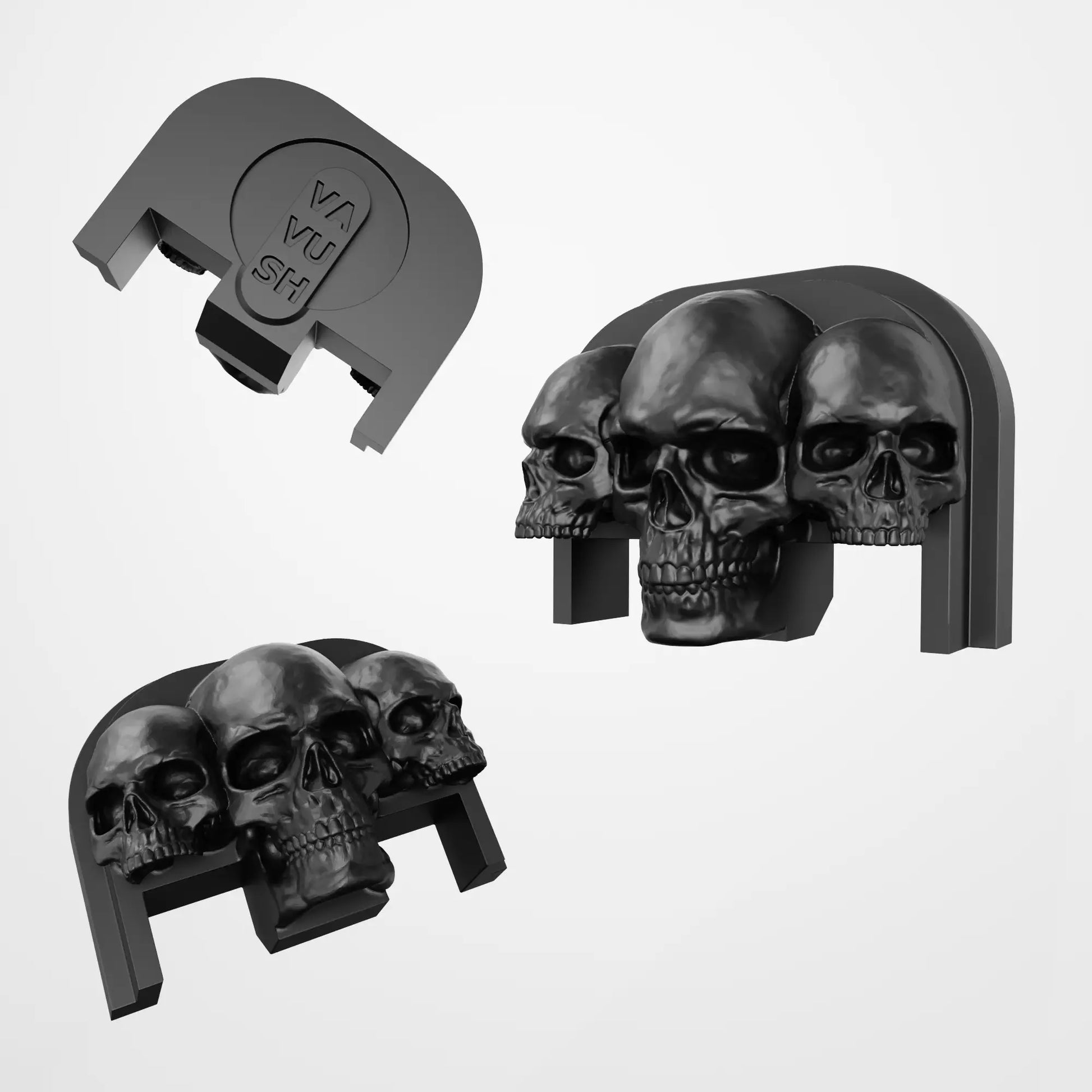 Glock Back Plate | Three Skulls - Gen 5 / Black